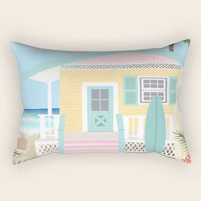Retro beach house Rectangular Pillow Gallery Image 2