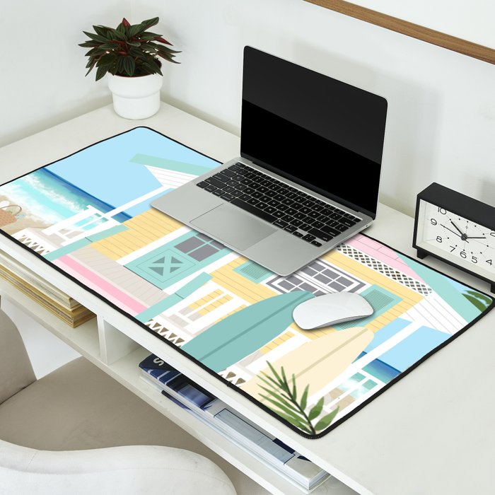 Retro beach house Desk Mat Gallery Image 2