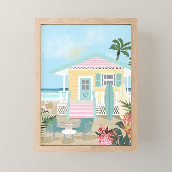 Retro beach house Mini Art Print Gallery Image 1