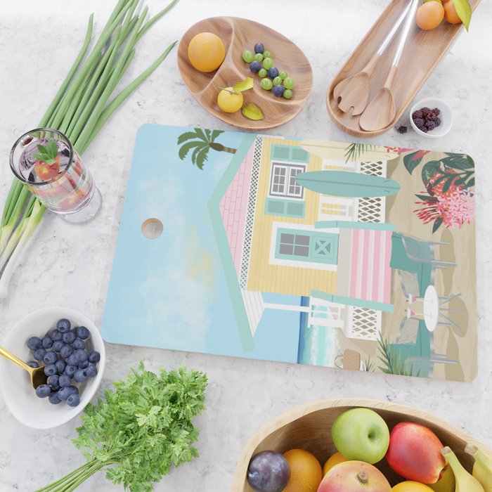 Retro beach house Cutting Board Gallery Image 2