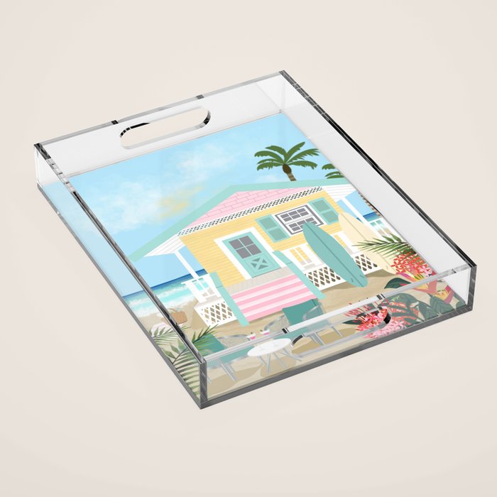 Retro beach house Acrylic Tray Gallery Image 1