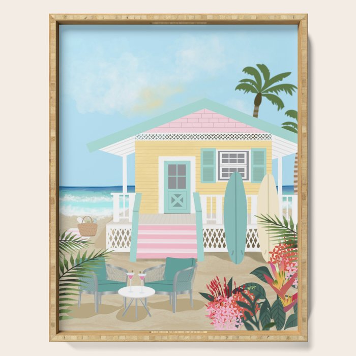 Retro beach house Serving Tray Gallery Image 1