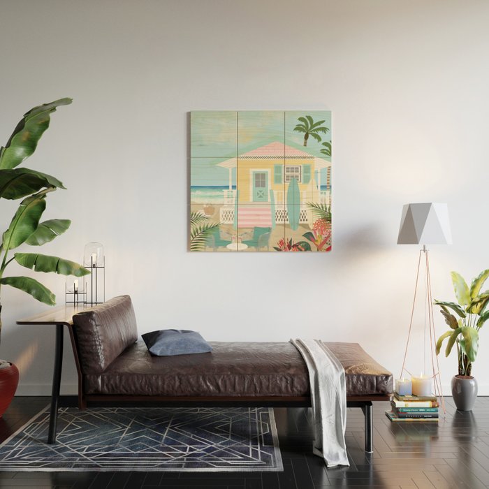 Retro beach house Wood Wall Art Gallery Image 2