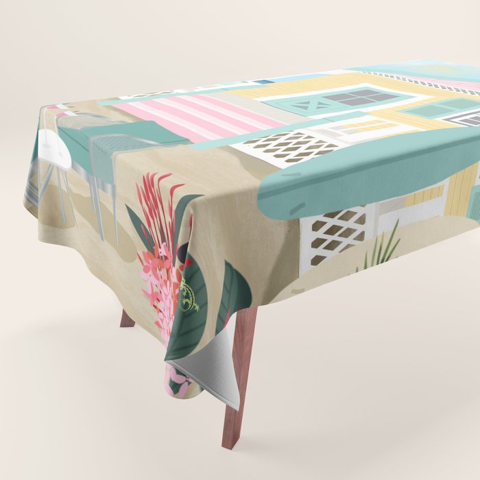 Retro beach house Tablecloth Gallery Image 1