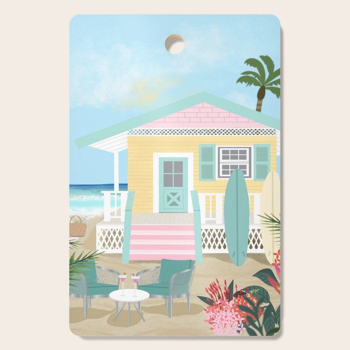 Retro beach house Cutting Board Gallery Image 1