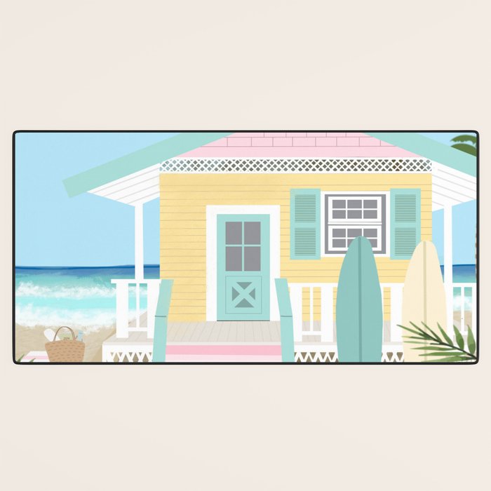 Retro beach house Desk Mat Gallery Image 3