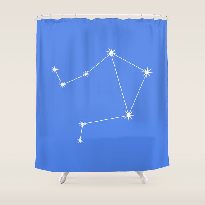 Libra Zodiac Star Constellation Line Art Bright Blue Shower Curtain Gallery Image 1