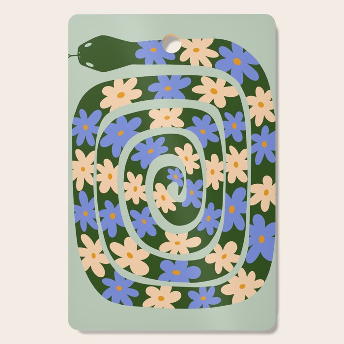 Flower Snake - Green, Blue and Off White Cutting Board Gallery Image 1