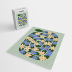 Flower Snake - Green, Blue and Off White Jigsaw Puzzle Gallery Image 2