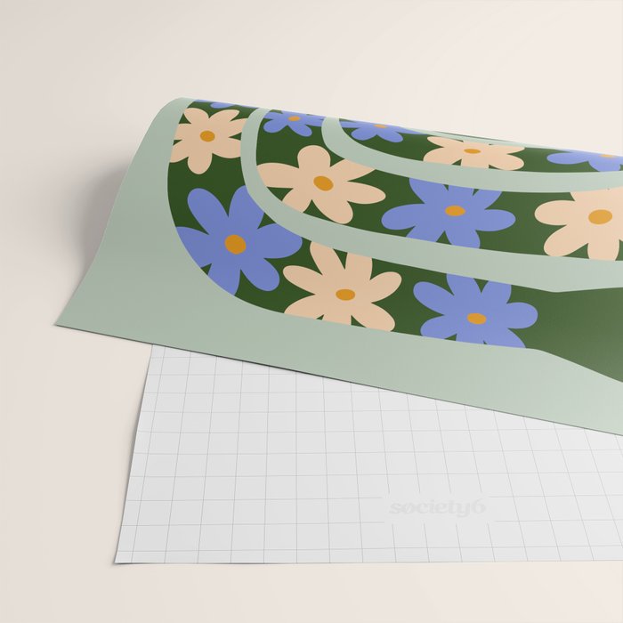 Flower Snake - Green, Blue and Off White Wrapping Paper Gallery Image 2