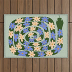 Flower Snake - Green, Blue and Off White Outdoor Rug Gallery Image 1