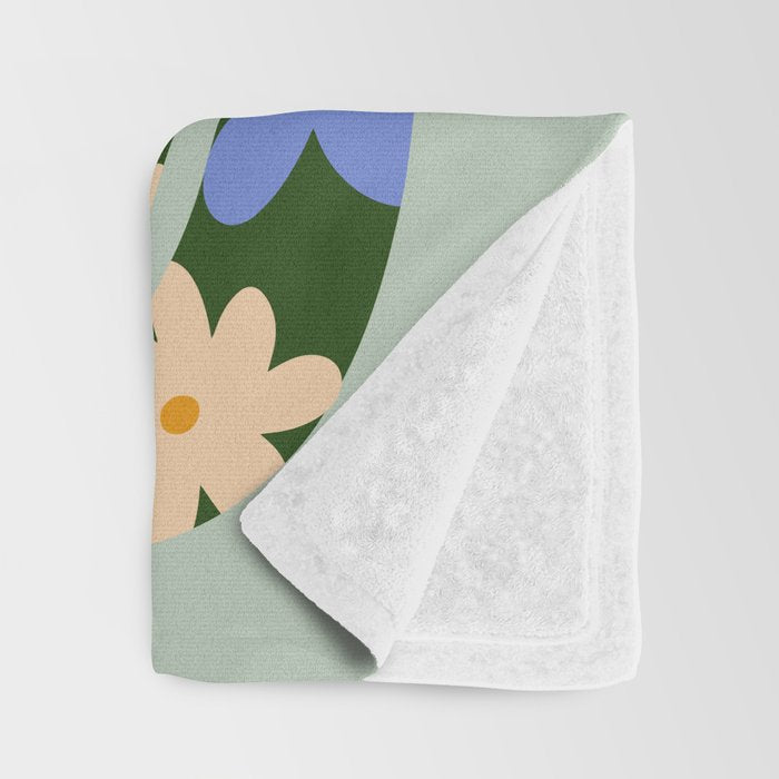 Flower Snake - Green, Blue and Off White Throw Blanket Gallery Image 3