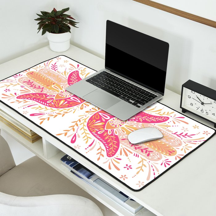 Hamsa Hand â Pink & Peach Palette Desk Mat Gallery Image 2