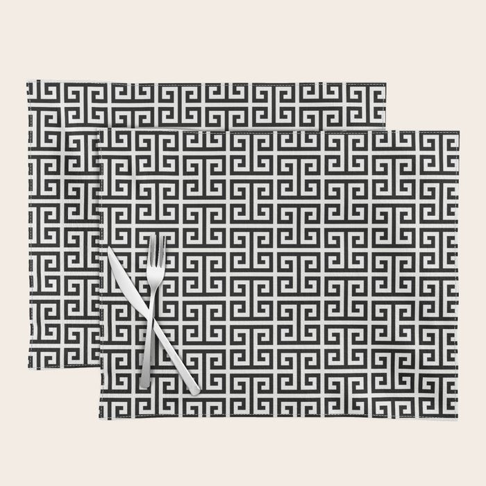 Black and White Greek Key Pattern Placemat Gallery Image 1