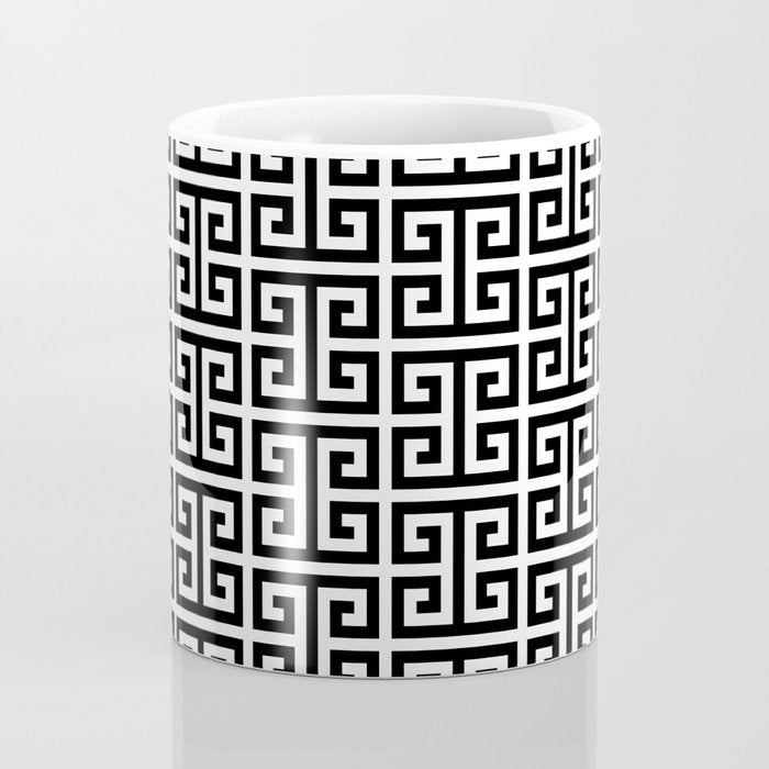 Black and White Greek Key Pattern Coffee Mug Gallery Image 4
