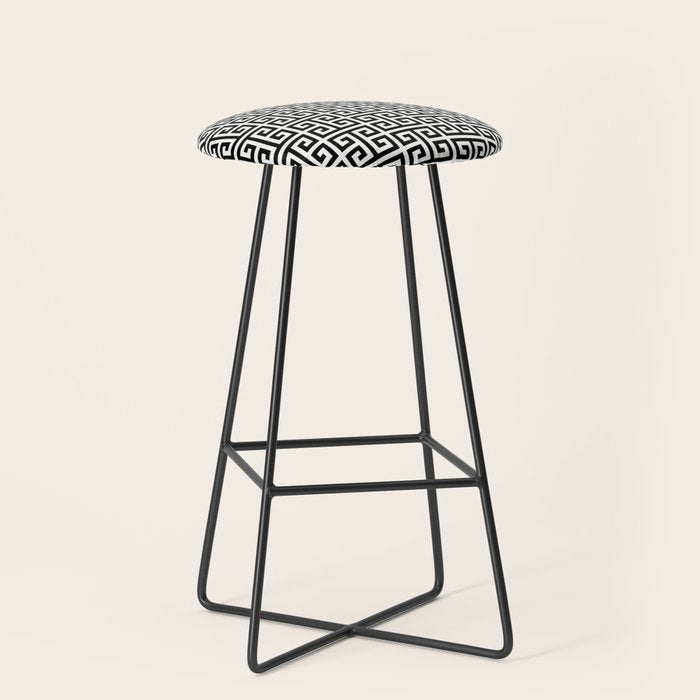 Black and White Greek Key Pattern Stool Gallery Image 1