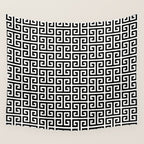Black and White Greek Key Pattern Wall Tapestry Gallery Image 4