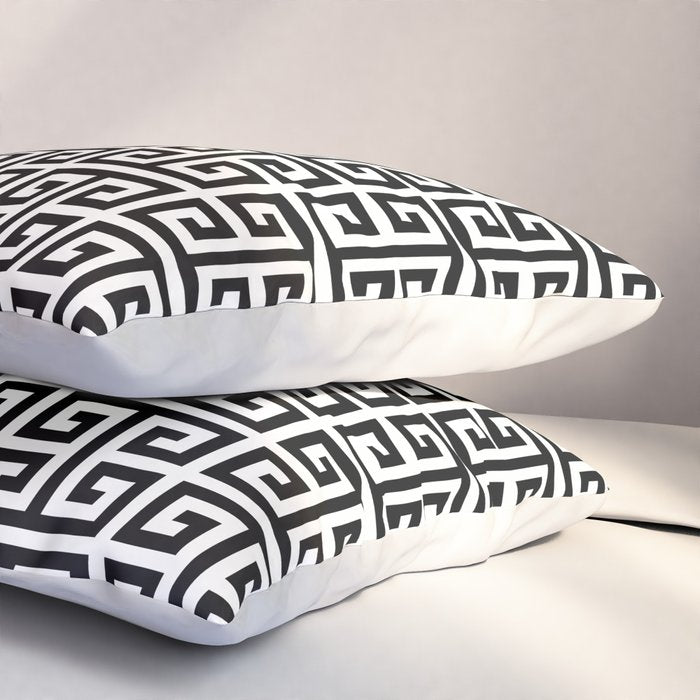 Black and White Greek Key Pattern Pillow Sham Gallery Image 3