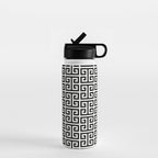 Black and White Greek Key Pattern Water Bottle Gallery Image 1