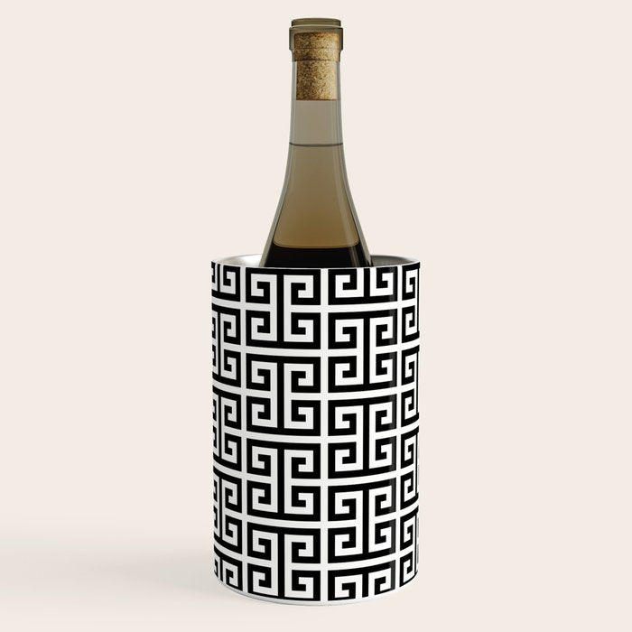 Black and White Greek Key Pattern Wine Chiller Gallery Image 3