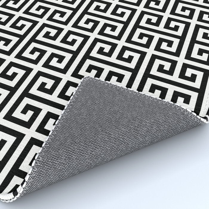Black and White Greek Key Pattern Rug Gallery Image 4