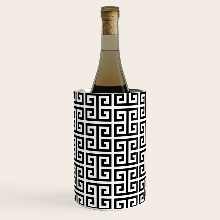 Black and White Greek Key Pattern Wine Chiller Gallery Image 2