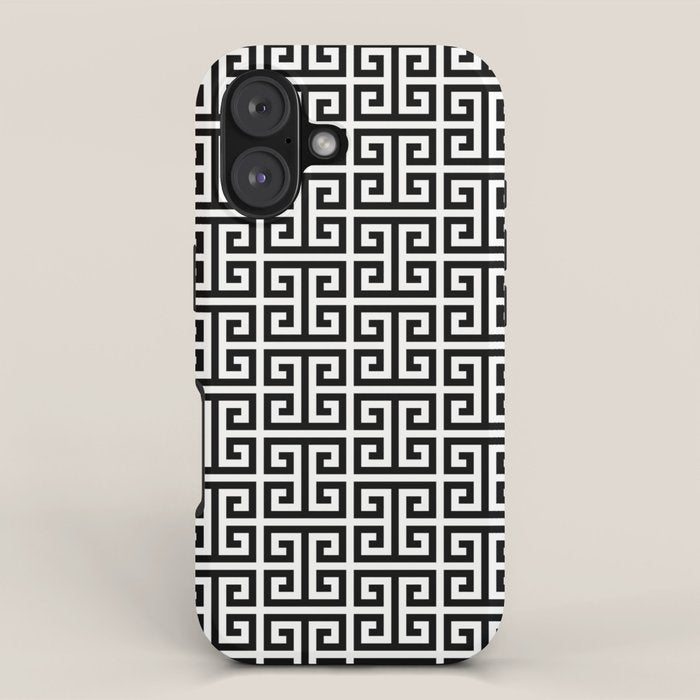 Black and White Greek Key Pattern iPhone Case Gallery Image 1