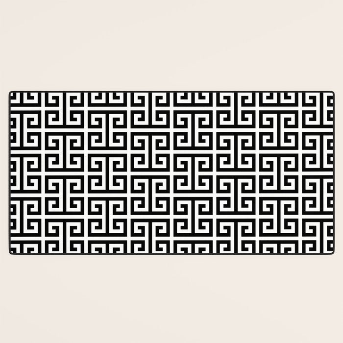 Black and White Greek Key Pattern Desk Mat Gallery Image 3