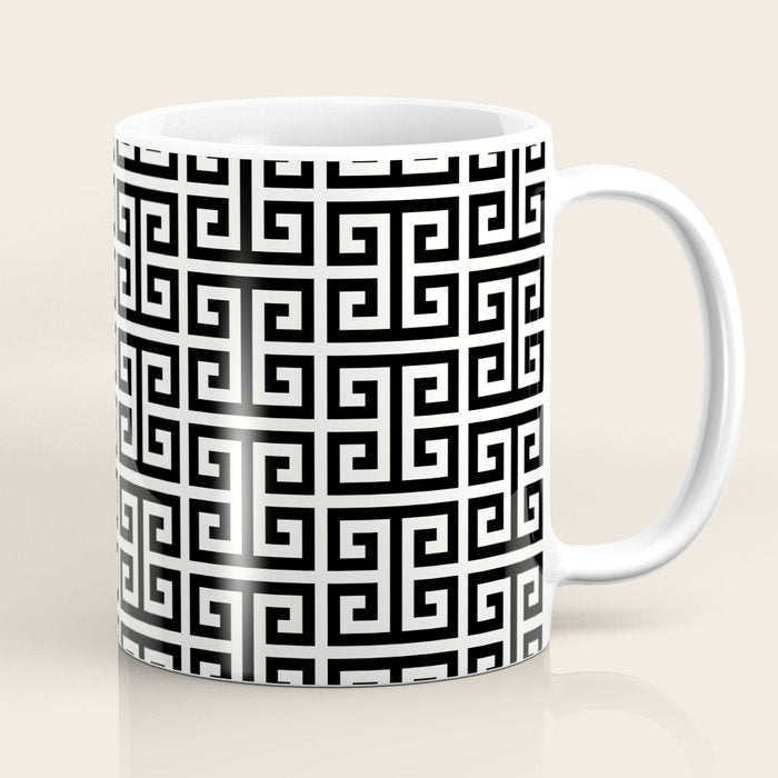 Black and White Greek Key Pattern Coffee Mug Gallery Image 1