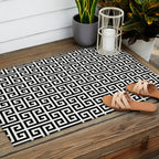 Black and White Greek Key Pattern Outdoor Rug Gallery Image 2