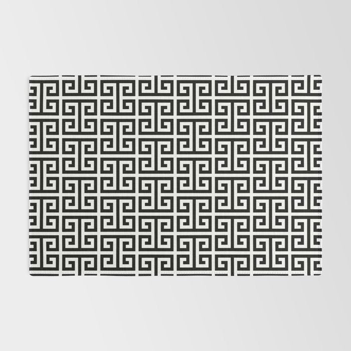 Black and White Greek Key Pattern Rug Gallery Image 2