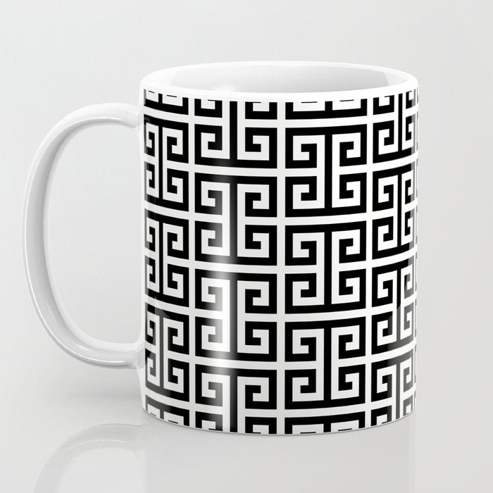 Black and White Greek Key Pattern Coffee Mug Gallery Image 3