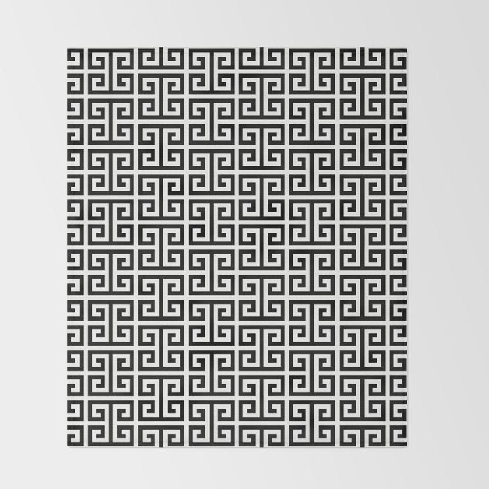 Black and White Greek Key Pattern Throw Blanket Gallery Image 2