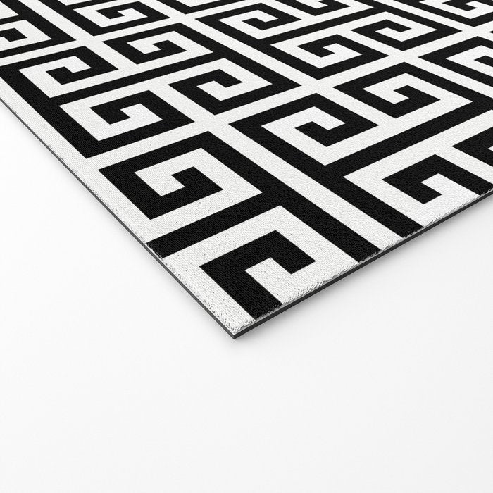 Black and White Greek Key Pattern Welcome Mat Gallery Image 2
