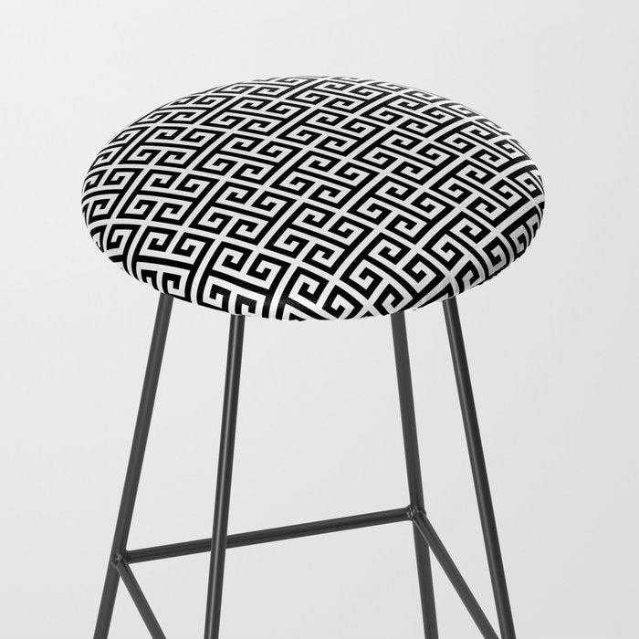 Black and White Greek Key Pattern Stool Gallery Image 2