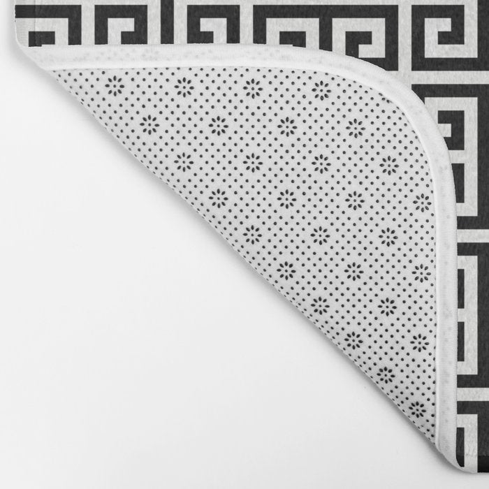 Black and White Greek Key Pattern Bath Mat Gallery Image 2