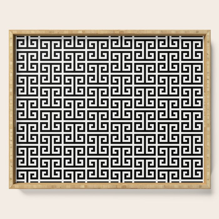 Black and White Greek Key Pattern Serving Tray Gallery Image 1