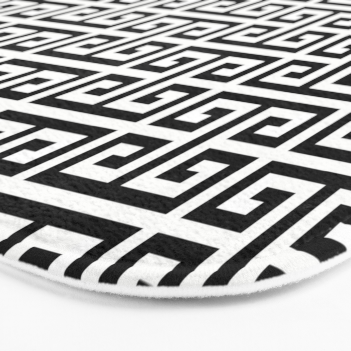 Black and White Greek Key Pattern Bath Mat Gallery Image 3