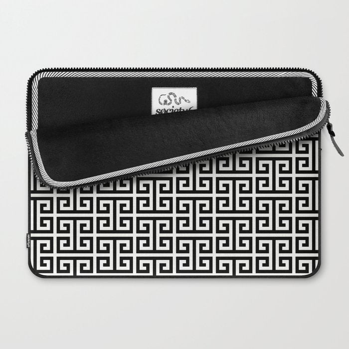 Black and White Greek Key Pattern Laptop Sleeve Gallery Image 2