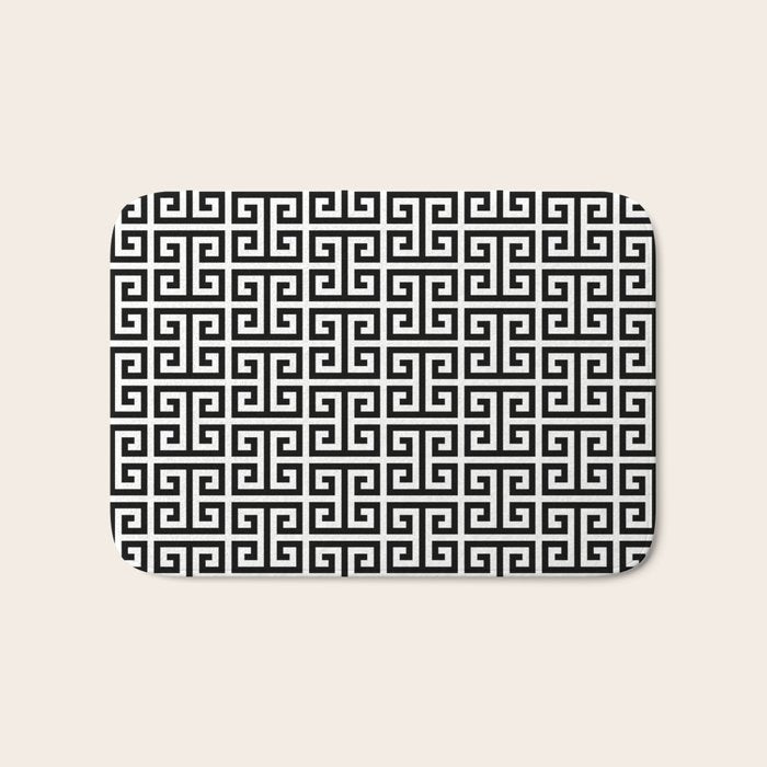 Black and White Greek Key Pattern Bath Mat Gallery Image 1