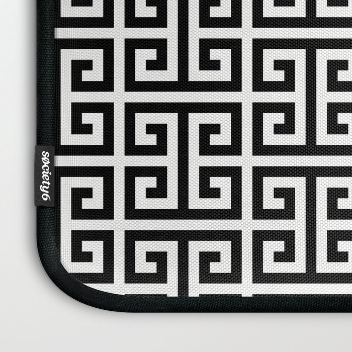 Black and White Greek Key Pattern Laptop Sleeve Gallery Image 3