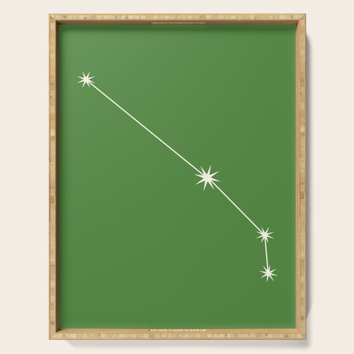 Aries Zodiac Star Constellation Line Art Kelly Green Serving Tray Gallery Image 1