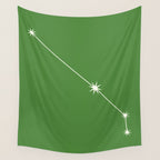 Aries Zodiac Star Constellation Line Art Kelly Green Wall Tapestry Gallery Image 4