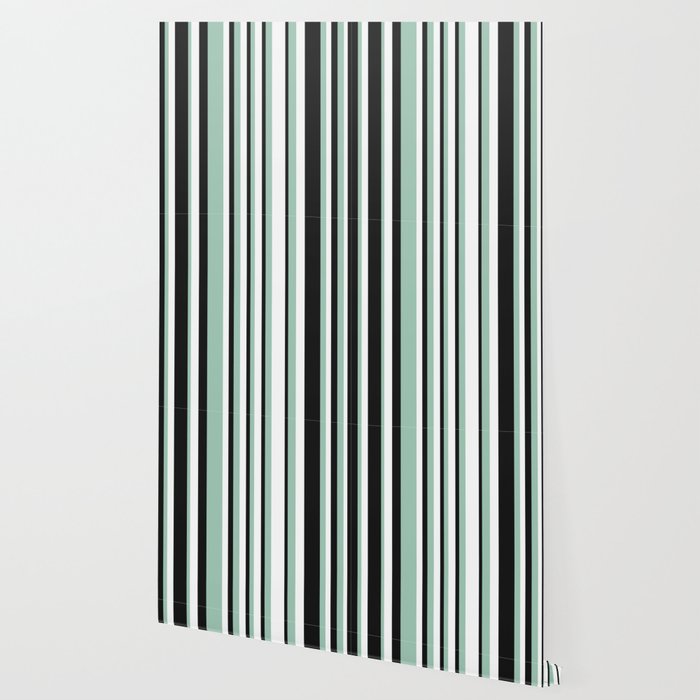 Classic Stripes XII - Mint, Black and White Wallpaper Gallery Image 2