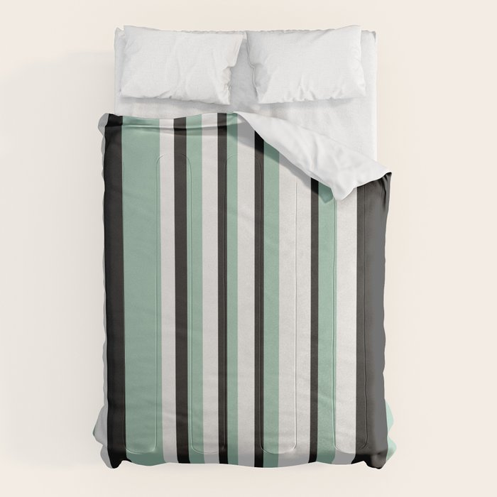 Classic Stripes XII - Mint, Black and White Comforter Gallery Image 6