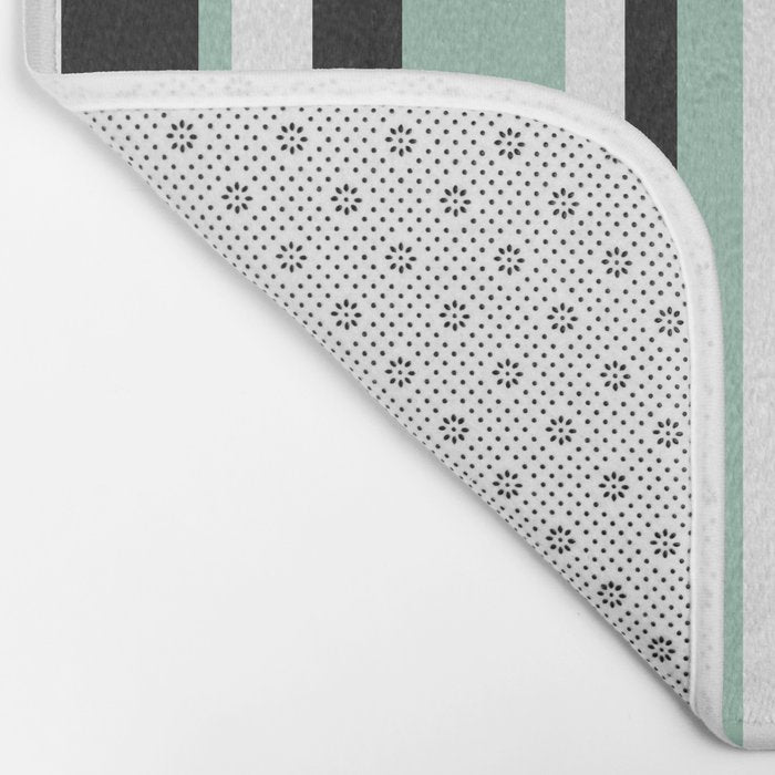 Classic Stripes XII - Mint, Black and White Bath Mat Gallery Image 2