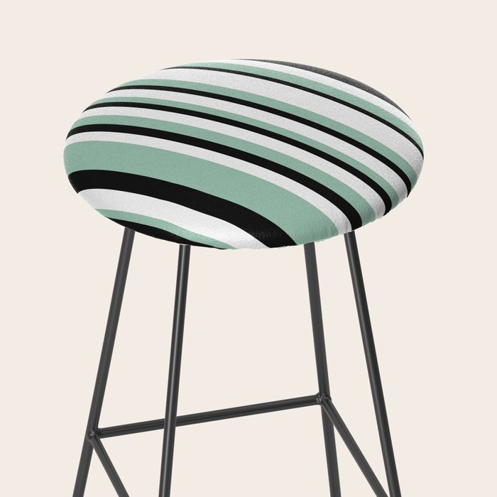Classic Stripes XII - Mint, Black and White Stool Gallery Image 2