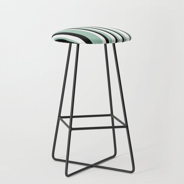 Classic Stripes XII - Mint, Black and White Stool Gallery Image 1