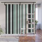 Classic Stripes XII - Mint, Black and White Wall Mural Gallery Image 1
