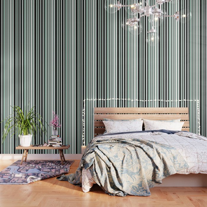 Classic Stripes XII - Mint, Black and White Wallpaper Gallery Image 3